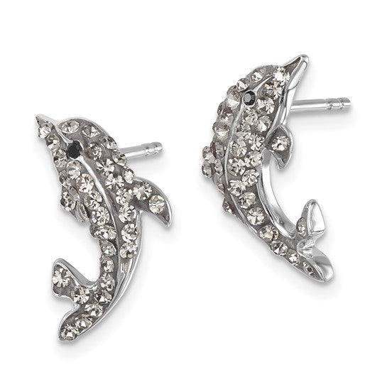 Crystal Dolphin Post Earrings