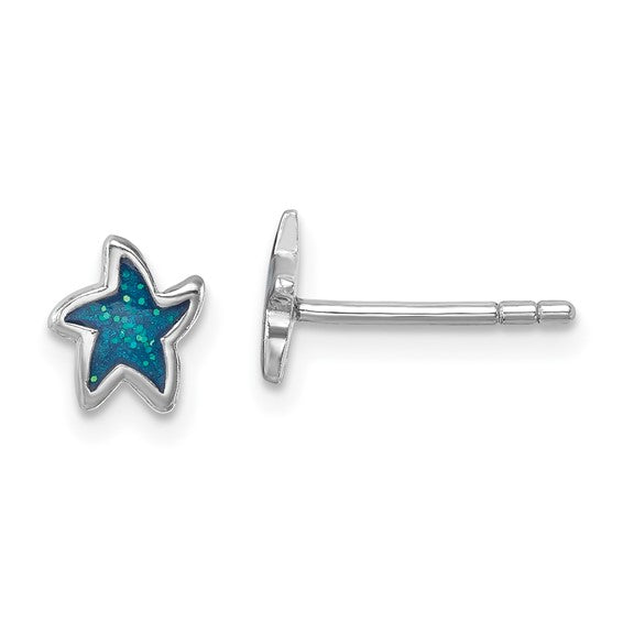 Mini Blue Starfish Earrings