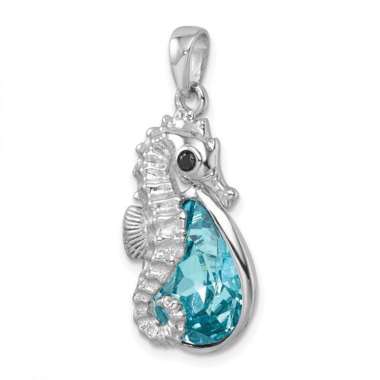 Seahorse Aqua Crystal Pendant