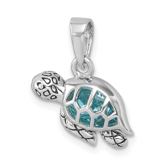 Blue Turtle Swimming Pendant