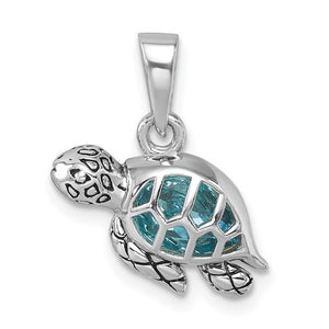 Blue Turtle Swimming Pendant